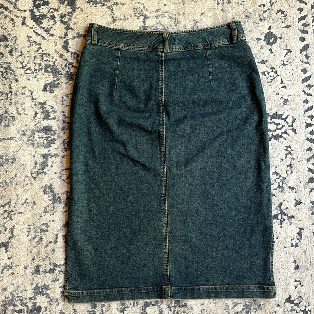 Y2K Vintage Denim Mid Rise Maxi Skirt, with belt detailing, Circa 2006 - Picture 4 of 17